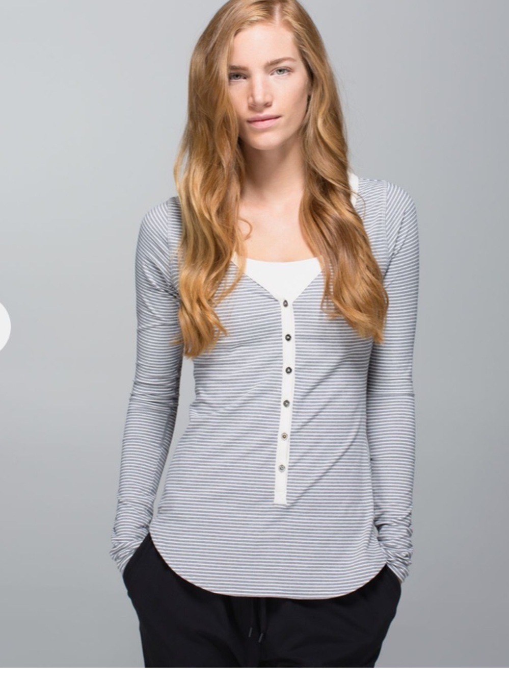 Lululemon Awesoma Henley
Hyper Stripe Heathered Slate Ghost 8